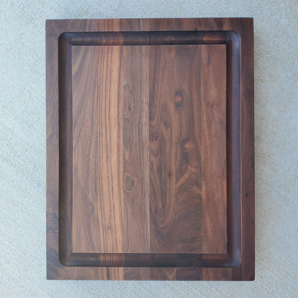 Walnut Edge-Grain Cutting board with Juice Groove and Side Handles - Todd Alan Woodcraft