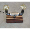 Dual Lantern Lamp on Custom Roasted Oak and Pacific Maple Base. - Todd Alan Woodcraft