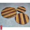 Round French Roasted Oak Charcuterie Board With Wrought Iron Handles - Todd Alan Woodcraft