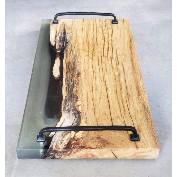“Green Glass” Epoxy Oak Serving Board - Todd Alan Woodcraft