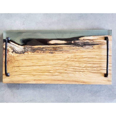 “Green Glass” Epoxy Oak Serving Board - Todd Alan Woodcraft