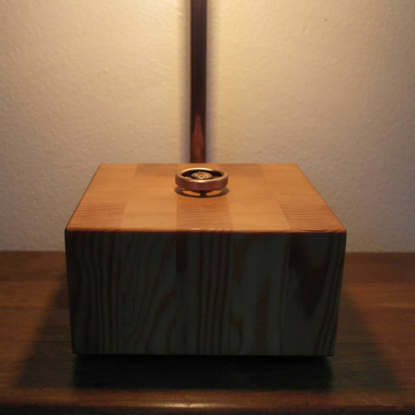 Vintage Copper and Steel Water Pipe Lamp with VG Fir base. - Todd Alan Woodcraft